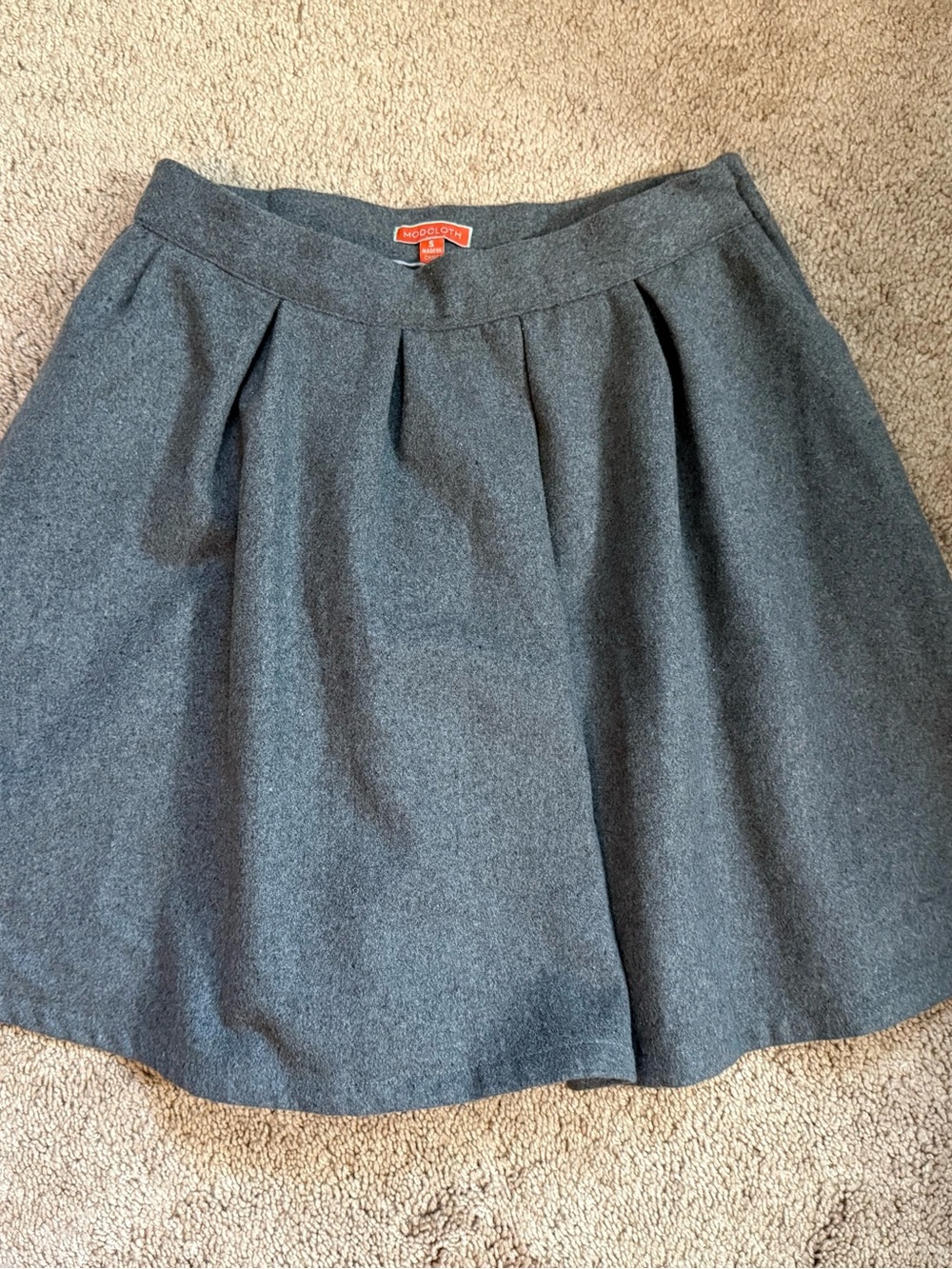 ModCloth Gray Pleated Midi Skirt